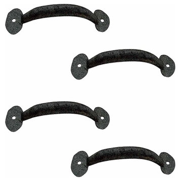 Door or Drawer Pull Bean Black Wrought Iron 4 7/8 inches