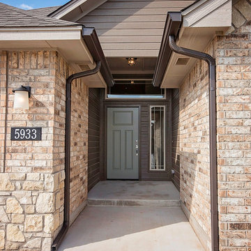 Brick Home with Blue Front Door