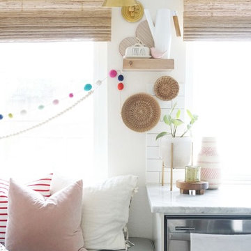 Sunbrella Canvas Granite creates neutral window seat cushion
