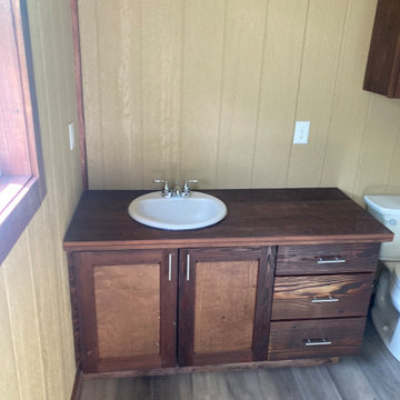 Rustic pool bath house cabinets