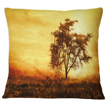 African Tree Silhouette Landscape Photo Throw Pillow, 16"x16"