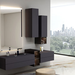 Dressing Table with Custom Storage in Grey Anthracite Gloss by Inspired Elements - Dressing Tables