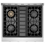 Empava - Empava Pro-Style 30" Slide-in Gas Cooktop 30GC30 - Empava Pro-style 30 in. Slide-in Gas Cooktop 30GC30The slide-in gas range top comes with 4 versatile burners of different sizes, two single 18000-BTU burners, one single 12000-BTU burner, a dual ring 15000-BTU burner (650-BTU for simmering) to distribute even heat for simmering, boil, stir-frying, steaming, melting, or even caramelizing!   Automatic reignition ensures a continuous flame and reignites automatically if it is accidentally extinguished. The blue LED lights on the control knobs allow you to see if the cooktop is turned on from a distance.