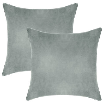 A1HC Soft Velvet Pillow Covers, YKK Zipper, Set of 2, Dove Grey, 20"x20"
