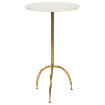 Myrna Round Top Gold Leaf Accent Table