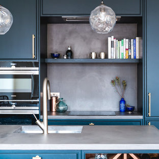 75 Beautiful Blue Kitchen With Concrete Countertops Pictures