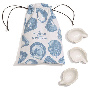 Two's Company 52057 12-Piece Set Oyster Bakers Plate in Canvas Pouch, Ceramic