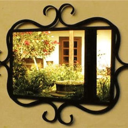 Iron Mirror Frame with Curved Details - Wall Mirrors