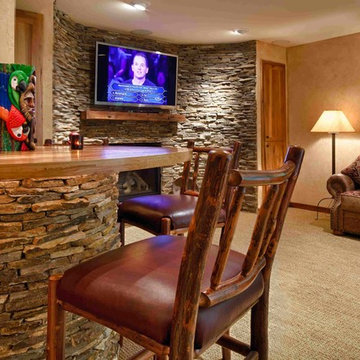 Rustic Lower Level Family Room, Dog Washing Room, and Home Gym