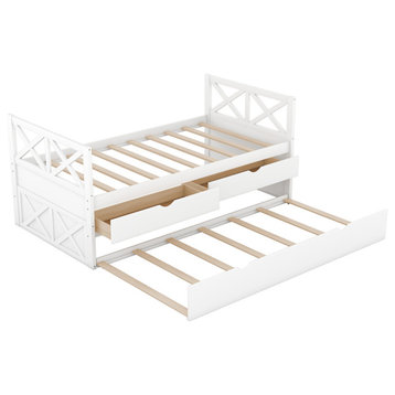 Gewnee Multi-Functional Daybed with Drawers and Trundle in White