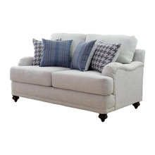 62-68" light color, traditional loveseat with corded cushions + coasrer