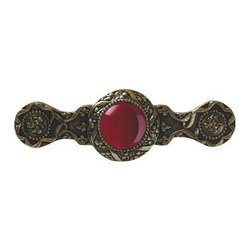 Inviting Home Inc. - Victorian Pull, Bright Brass With Red Carnelian - Cabinet And Drawer Handle Pulls