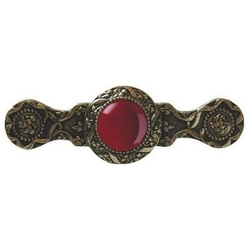 Victorian Pull, Bright Brass With Red Carnelian