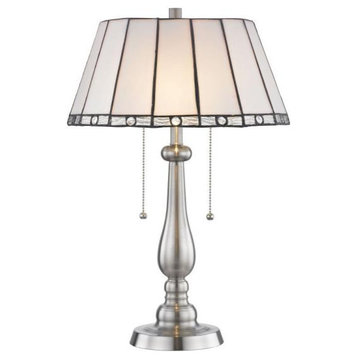 Dale Tiffany STT17025 Adrianna, 2 Light Table Lamp, Brushed Nickel/Satin Nickel