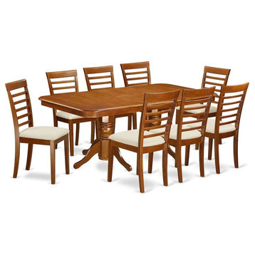 9-Piece Dining Room Set, Table, Leaf and 8 Chairs With Cushion
