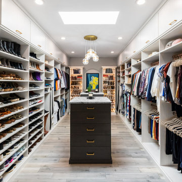 Luxury Walk-In Closet with Island & Glass Display Storage