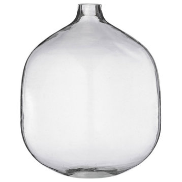 Round Glass Vase with Narrow Lip, Clear