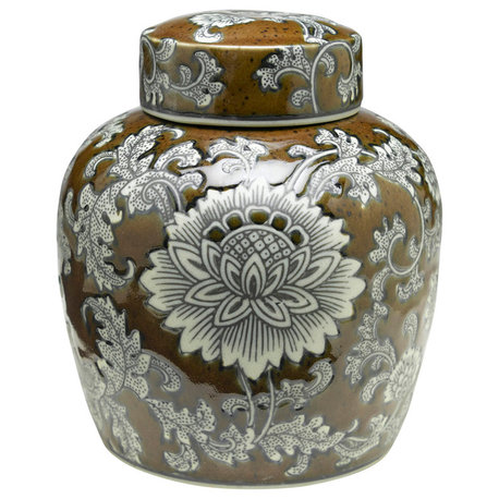 9" Brown & Grey Ginger Jar