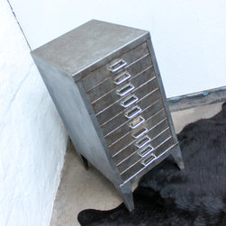 Karl Reclaimed Vintage 1960s Stripped & Distressed Steel Ten Drawer Cabinet - Decorative Chests & Cabinets