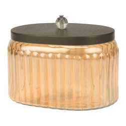 Stonebriar Collection Amber Glass Canister with Hammered Metal Lid - Kitchen Canisters And Jars