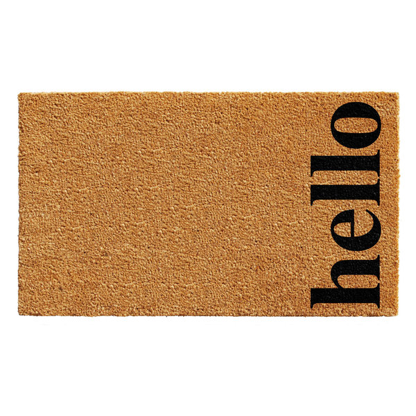 Vertical Hello Doormat, Natural/Black, 17