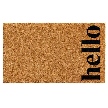 Vertical Hello Doormat, Natural/Black, 17"x29"