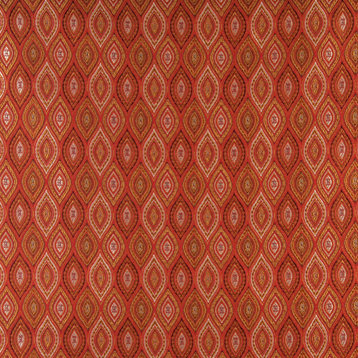 Red Brown Gold And Ivory Pointed Oval Brocade Upholstery Fabric By The Yard