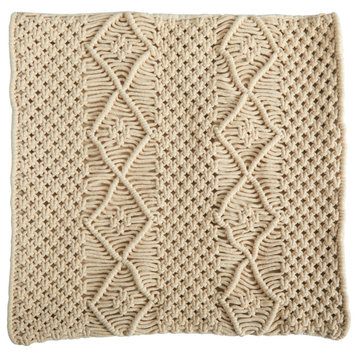 16" Boho Woven Macrame Decorative Pillow Cover