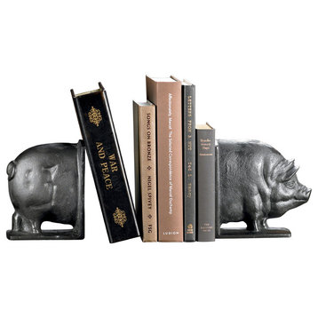 Smiling Swine Cast Iron Bookends