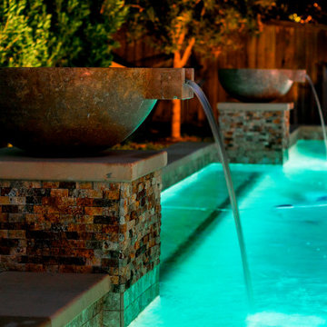 Geometric Pool with Infinity Edge Spa