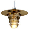 Insulator Light LED Pendant Brass Cymbal Hood 8" Lantern, 120V/6W 500 Lumens