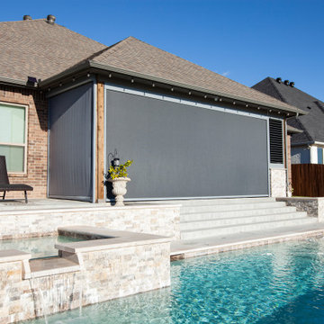 Exterior Motorized Screens For Traditional Home