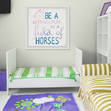 "Unicorn in a Field of Horses" Framed Painting Print