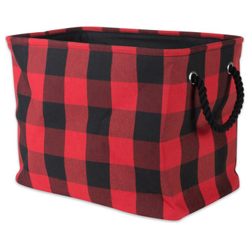 DII Polyester Bin Buffalo Check Red/Black Rectangle Large