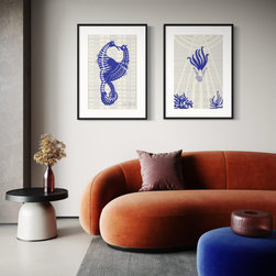 Seahorses and Octopus Woman Print - Drawings And Illustrations