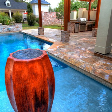 Rectangular Pool 3 - disappearing fountain and pergola