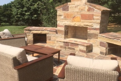 Stone FIreplace and Patio