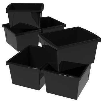 4-Gallon 15l. Classroom Storage Bins, Black, Case of 6