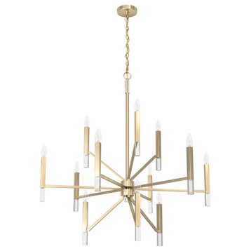 Hunter Sunjai 12-Light 3-Tier Chandelier in Alturas Gold