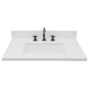 31" White Quartz Top With Rectangle Sink