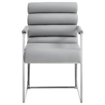 Inspired Home Maddyn Dining Chair, Pu Leather Gray/Chrome