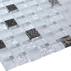 Glossy Ice Cube Raindrop Modern Square Glass Mosaic Tiles - Home Accessories & Decor