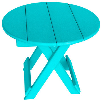 Phat Tommy Round Folding Side Table, Teal
