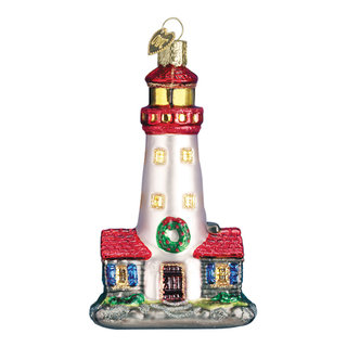 Old World Christmas Decked Out for Holidays Lighthouse Glass Ornament ...