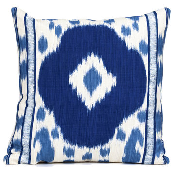 Blue ikat pillow cover, Brunschwig & Fils fabric, designer pillow cover, 22x22