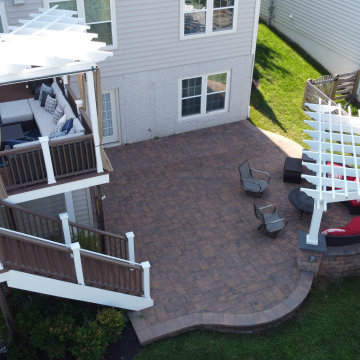 Custom Pergola (s) with Azek Morado Decking/Paver Patio, with Grasp/Drink Rail