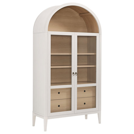Nolan 74" Tall Wide Arched Storage Display Cabinet