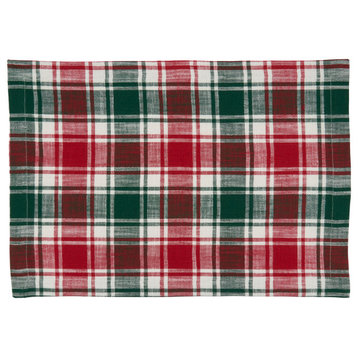 Plaid Design Cotton Placemats, Set of 4, Red/Green