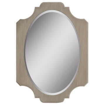 Dauphin Fluted Oval Vanity Wall MIrror, Gray Cashmere