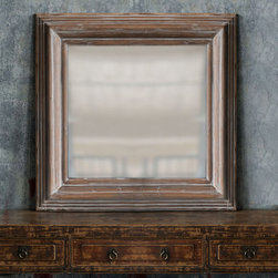 Vagabond Vintage - Grey Washed Square Framed Mirror - Wall Mirrors
